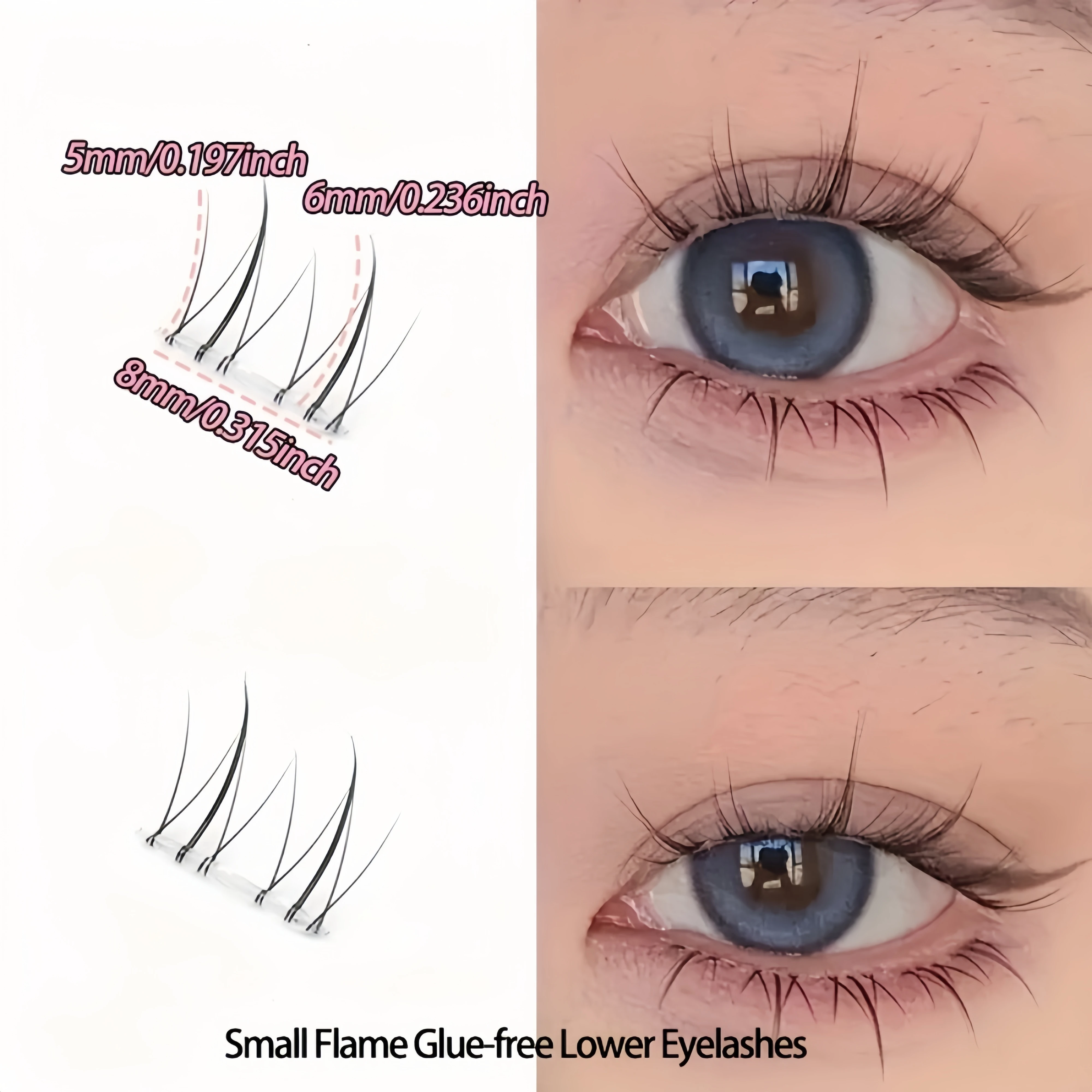 240 Clusters Glue-Free Small Flame Lower Eyelashes Natural Simulation Segmented Transparent Stems Super Soft Fake Eyelashes - Image 2