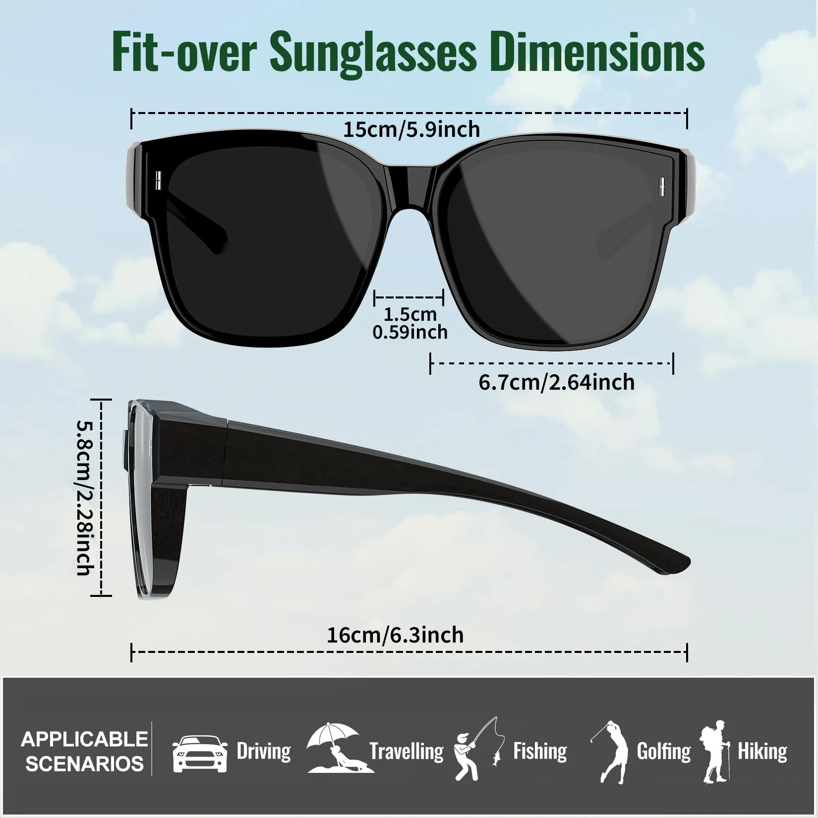 Fit Over Glasses Sunglasses for Women Men, Polarized Sunglasses for Cover Prescription Glasses with UV Protection - Image 5
