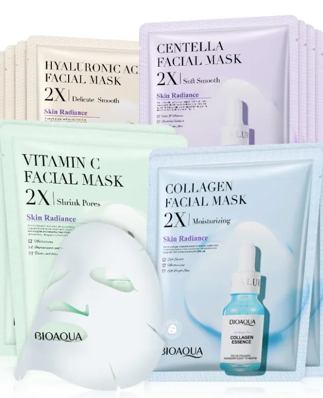 20pcs BIOAQUA Centella Collagen Face Mask Moisturizing Refreshing Sheet Masks Hyaluronic Acid Facial Mask Skin Care Products