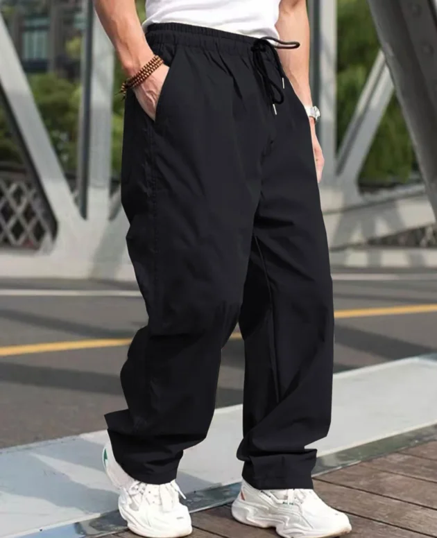 Men's Drawstring Waist Cargo Pants Regular Fit Casual Comfy Straight Leg Trousers for Outdoor Daily Wear Men's Fashion Pants