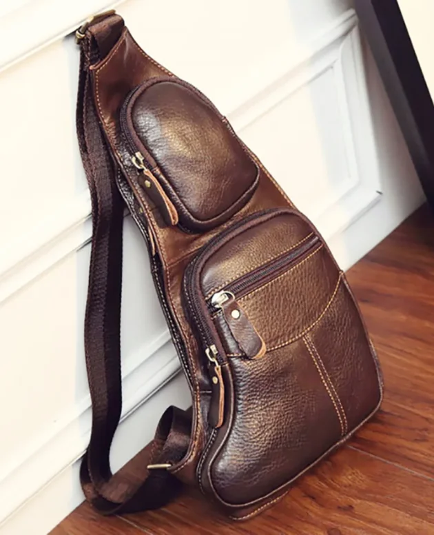 Men Cross Body Shoulder Sling Backpack Chest Bag Pouch Genuine Leather Casual Travel Retro Male Crossbody Messenger Side Bags
