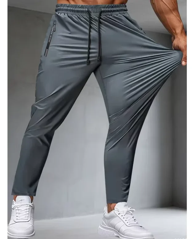 Men's Fitness Pants Zippered Pockets Stretch Sports Pants Running Daily Wear Casual Pants Jogger Man Football Fishing Gift Gym