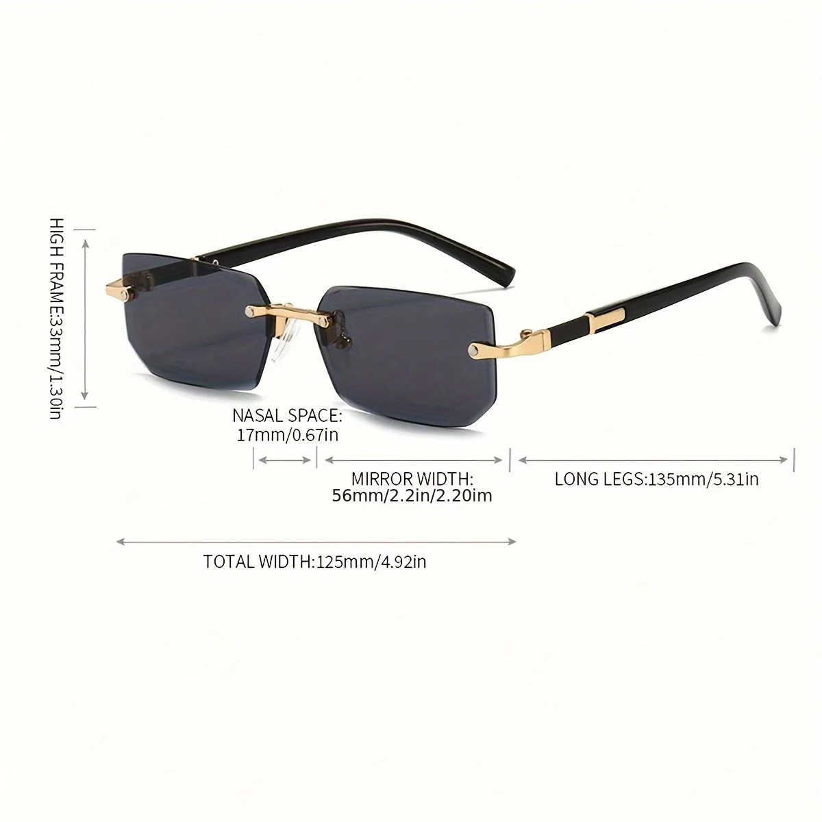 1pc Rimless Sunglasses Rectangle Women Men Shades Small Square Sun Glasses For Female Male Beach Vacation Travel Eyewear - Image 5