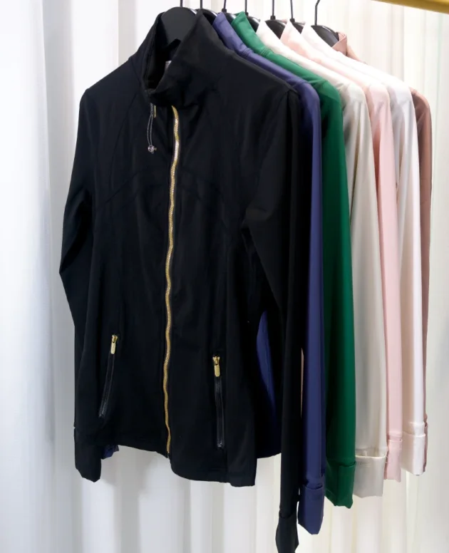 New Version Gold Zipper Slimming Jacket Yoga Stand Collar Coat Slim Fit Quick-Dry Sports Thin Twilight Rose Gold Summer