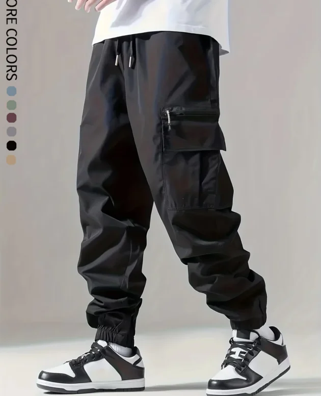 Men's Cargo Pants, Thin Trousers, Comfortable and Breathable, Outdoor Casual, Wearable, Running, Cycling, Multi-pocket 004