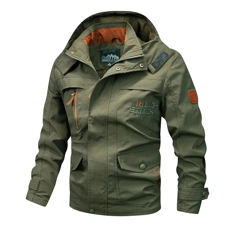 2025 New Men's Sports Jacket Thin Outdoor Quick Dry Loose Multi-Pocket Outerwear Waterproof Windproof Casual Spring Autumn Coat - Image 2