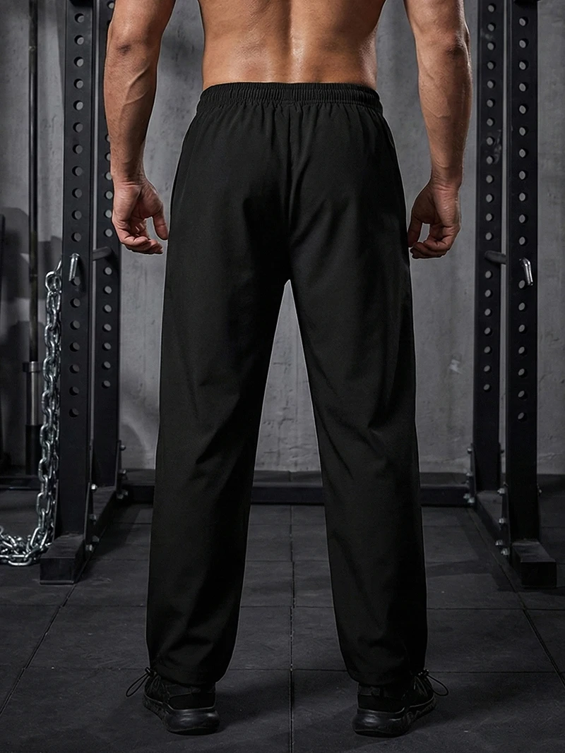 Men's Trendy Sporty Pants with Lines Gym Workout Running Trousers with Side Pockets Athletic Quick-Dry Breathable Sweatpants - Image 3
