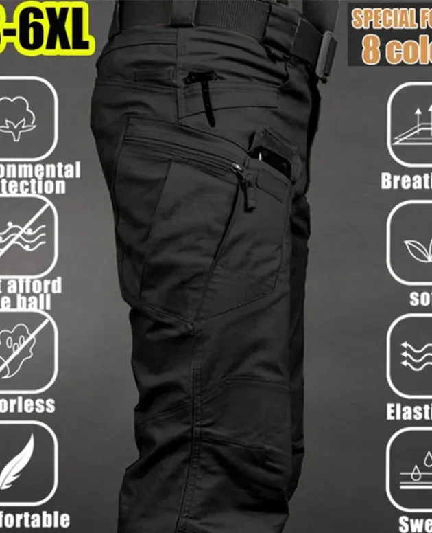 Men's Tactical Cargo Pants 6XL Plus Size Outdoor Casual Sports Pant Hiking Fishing Waterproof Multi-pocket Men Trousers