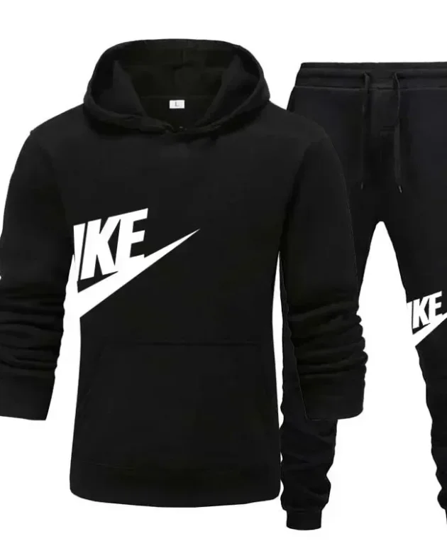 A new autumn and winter men's casual sportswear set of 2-piece hooded sweatshirt and long pants for outdoor fashionable jogging