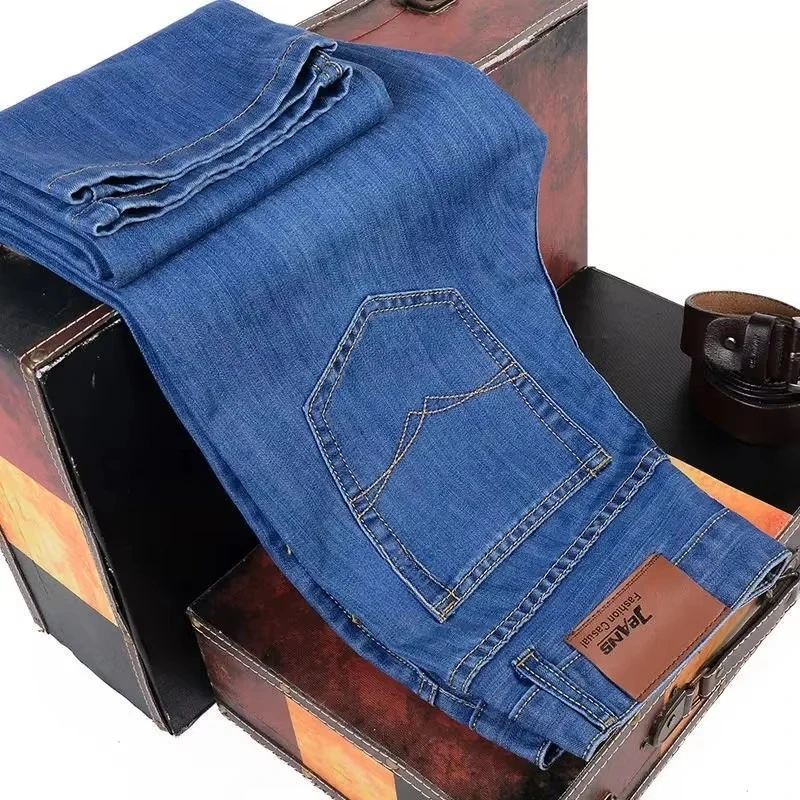 2025 NEW Men's Fashion Business Jeans Classic Style Casual Stretch Slim Jean Pants Male Brand Denim Trousers Black Blue - Image 5