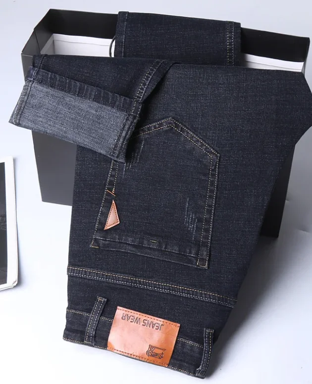 Men Fashion Straight Jeans Men 2025 New Stretch Slim Fit Pants Comfortable Soft Business Denim Trousers Male Brand Clothing