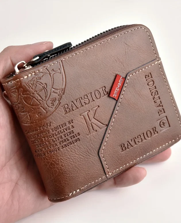 Men's Wallet Made of PU Wax Oil Skin Purse for Men Coin Purse Short Male Card Holder Wallets Zipper Around Money Coin Purse