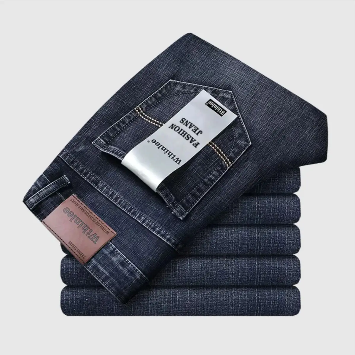 Wthinlee New Business Men's Jeans Casual Straight Stretch Fashion Classic Blue Black Work Denim Trousers Male Brand Clothing - Image 4