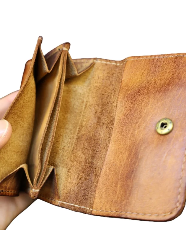 Genuine Cowhide Leather Wallet for Men Women Vintage Handmade Short Small Men's Wallets Compact Card Holder Leather Coin Purse