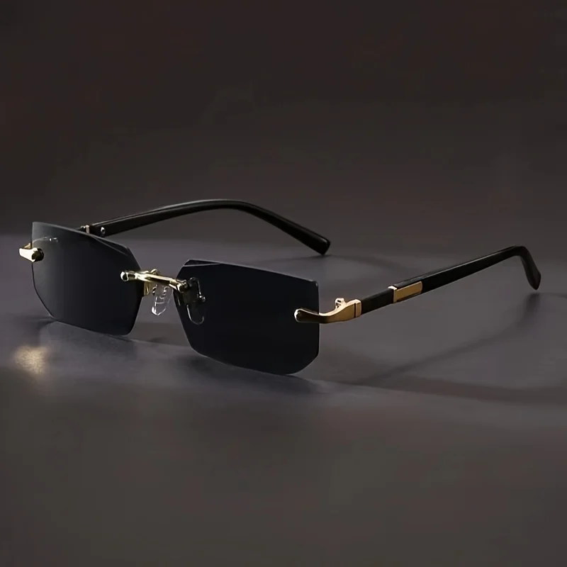1pc Rimless Sunglasses Rectangle Women Men Shades Small Square Sun Glasses For Female Male Beach Vacation Travel Eyewear - Image 3