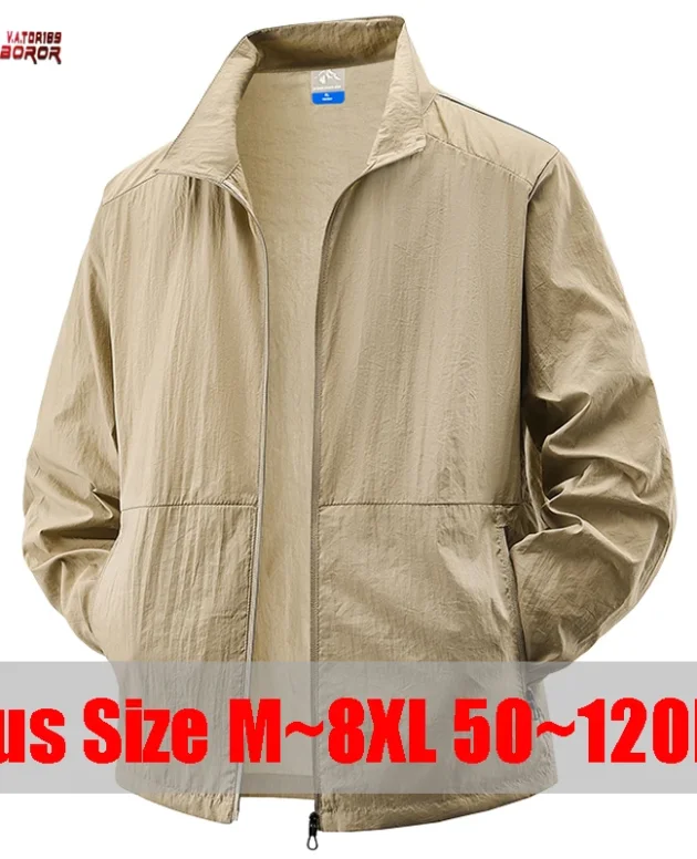 Plus Size 7XL 8XL Summer SunSkin Cycling Jacket Men Outdoor Gym Running Coat Men Sports Sunscreen Hiking Fishing Camping Jacket