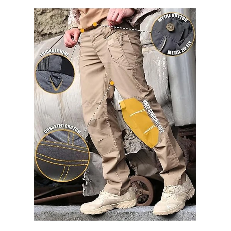 Cargo Pants Hiking Men Outdoor Waterproof Multi-pocket Tactical Trousers Camping Spring Autumn Combat Rip-Stop Work Pant - Image 4