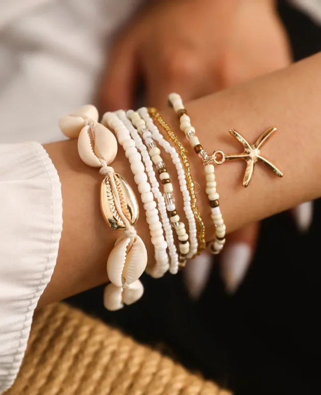 7pcs Bohemian Multilayer Ocean Style Starfish Shell Beads Summer Bracelets For Women Jewelry Perfect For Beach Vacation Festival