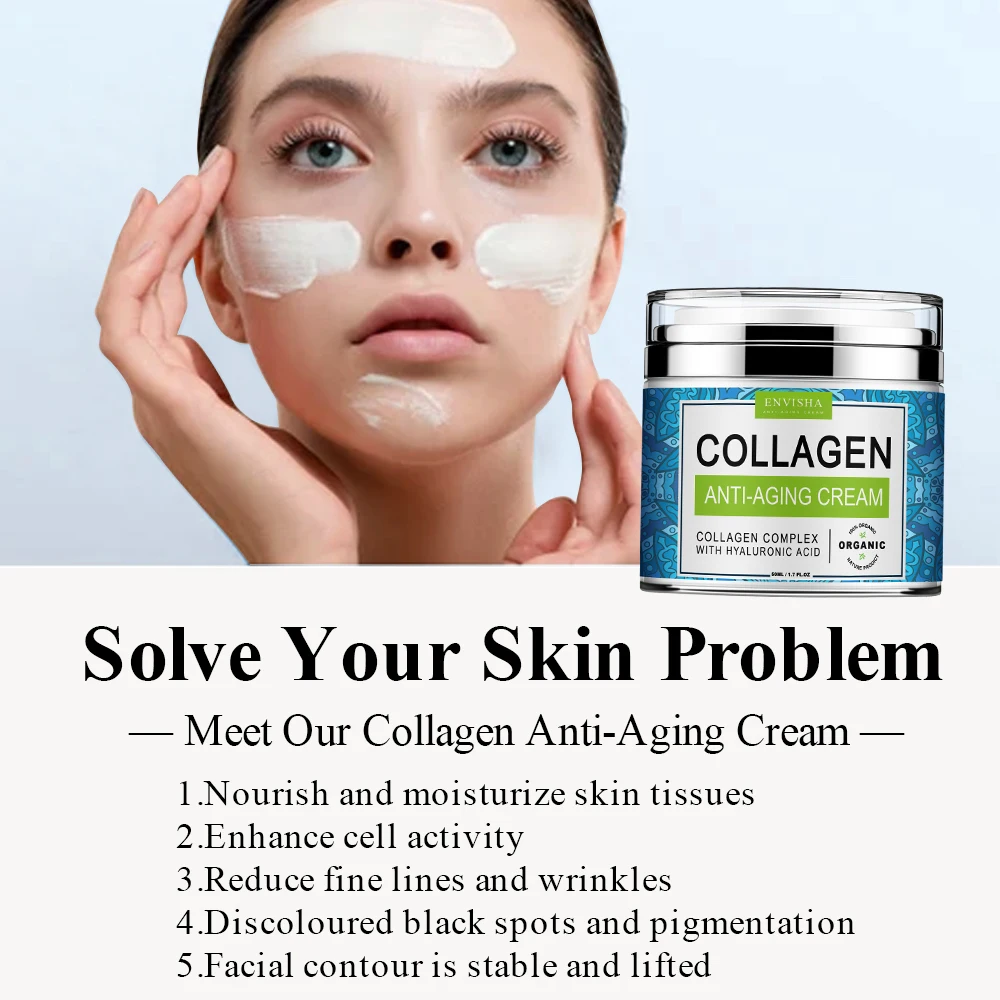 ENVISHA Face Cream Collagen Hyaluronic Acid Skin Care Anti-Wrinkle Moisturizing Anti-Aging Night Shrink Pores Whitening Smooth - Image 5