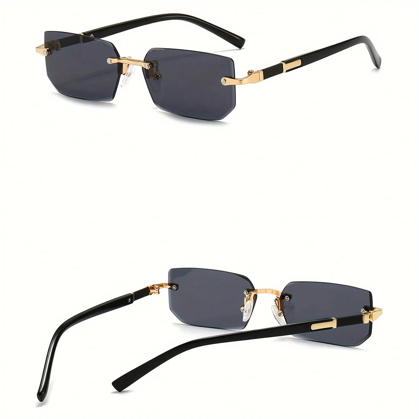 1pc Rimless Sunglasses Rectangle Women Men Shades Small Square Sun Glasses For Female Male Beach Vacation Travel Eyewear - Image 6