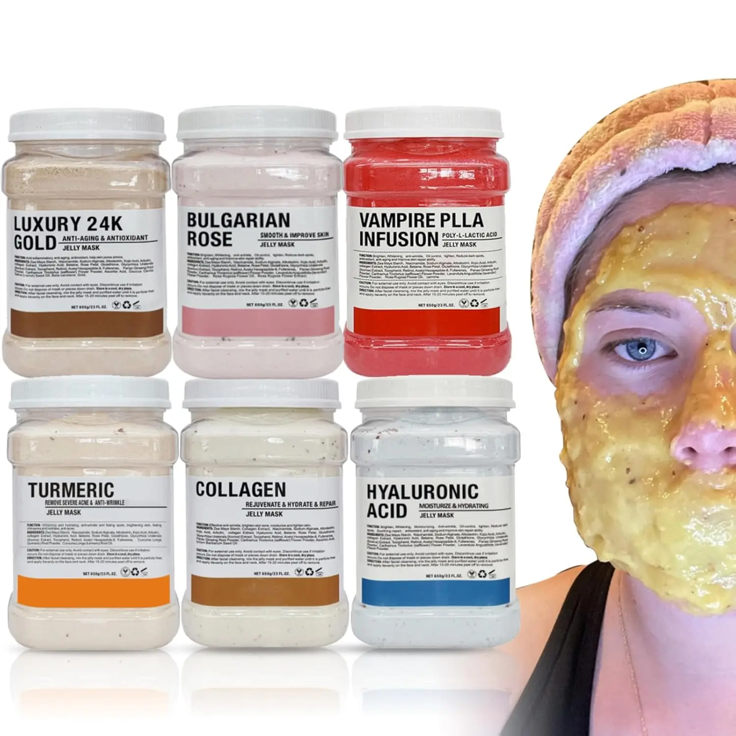 6PCS Jelly Mask Powder Wholesale 650G Professional Masks Beauty Salon Use Facial Skin Care Products