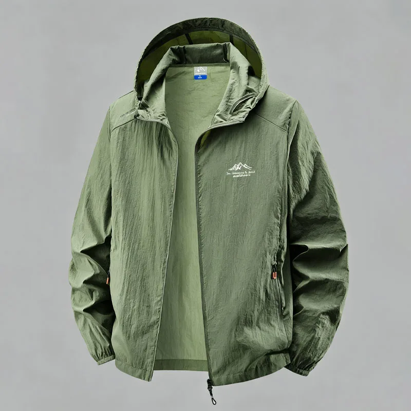 UPF50+ Men's Hooded Sun Protection Jacket Lightweight Outdoor Windbreaker Quick Dry Breathable UV Coat for Hiking Skin Coat - Image 5