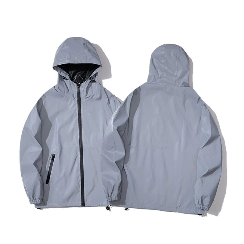 NEW SIZE Night Reflective Jackets Double Fabric Windbreaker Hooded Jacket Men Hip Hop Dancer Waterproof Zipper Coats Outwear - Image 5
