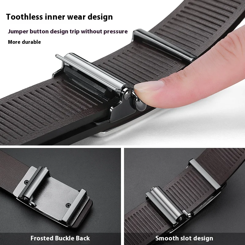 Men's Leather Belts Fashion Automatic Buckle Cowskin Male Belts Luxury Designer Black belt 105-160cm Plus Size Jeans Belt - Image 5
