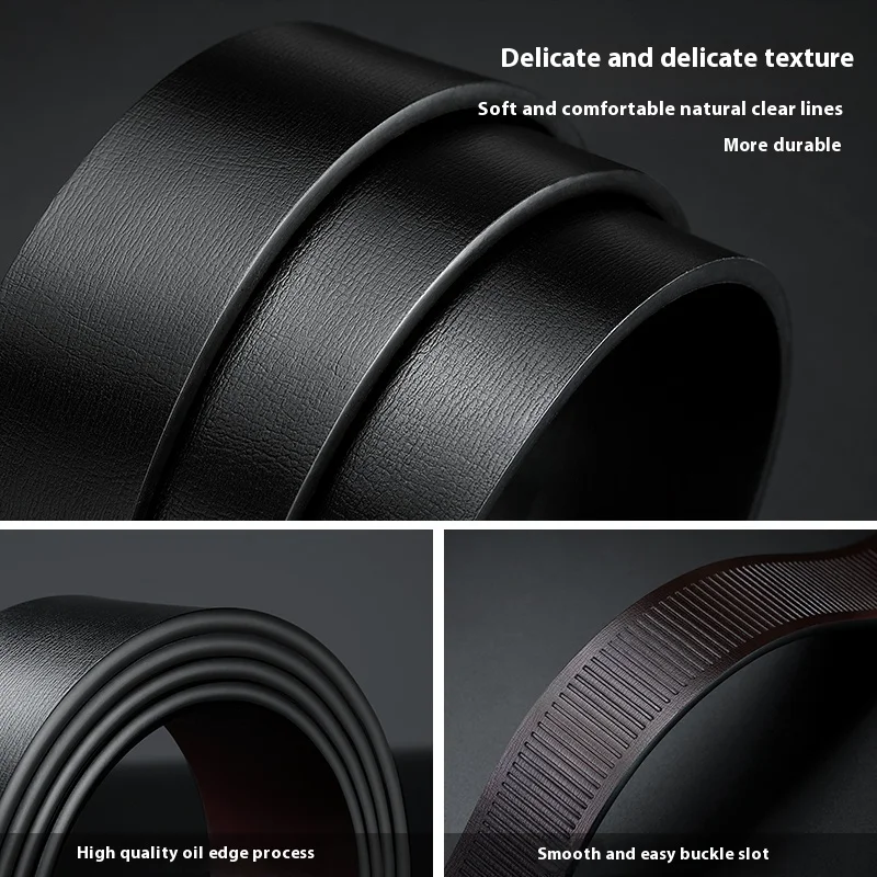 Men's Leather Belts Fashion Automatic Buckle Cowskin Male Belts Luxury Designer Black belt 105-160cm Plus Size Jeans Belt - Image 6
