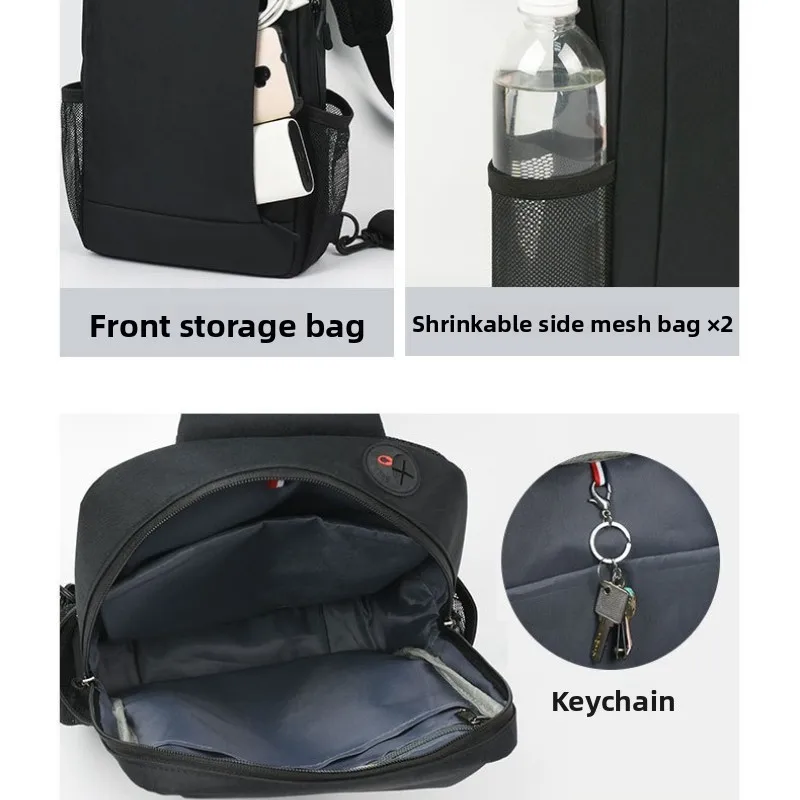 Waterproof Men Large Capacity Chest Bag iPad Bag Waterproof Crossbody Shoulder Tablet Storage Bag with Earphone Hole - Image 5