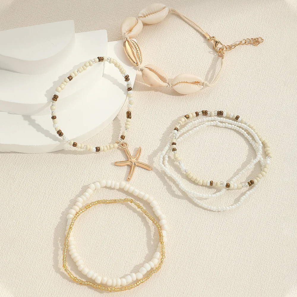 7pcs Bohemian Multilayer Ocean Style Starfish Shell Beads Summer Bracelets For Women Jewelry Perfect For Beach Vacation Festival - Image 5
