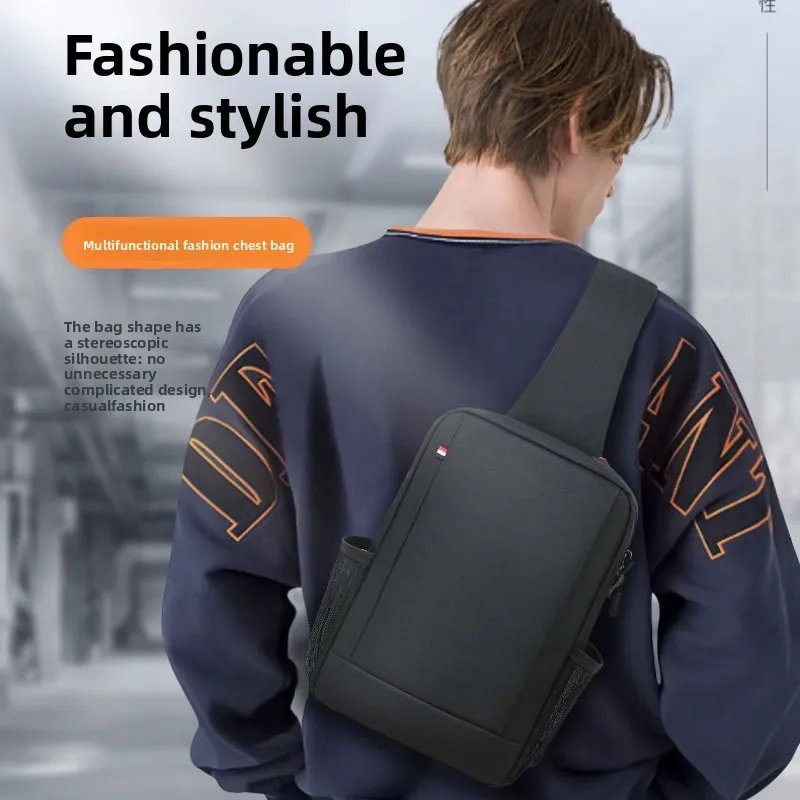 Waterproof Men Large Capacity Chest Bag iPad Bag Waterproof Crossbody Shoulder Tablet Storage Bag with Earphone Hole - Image 2
