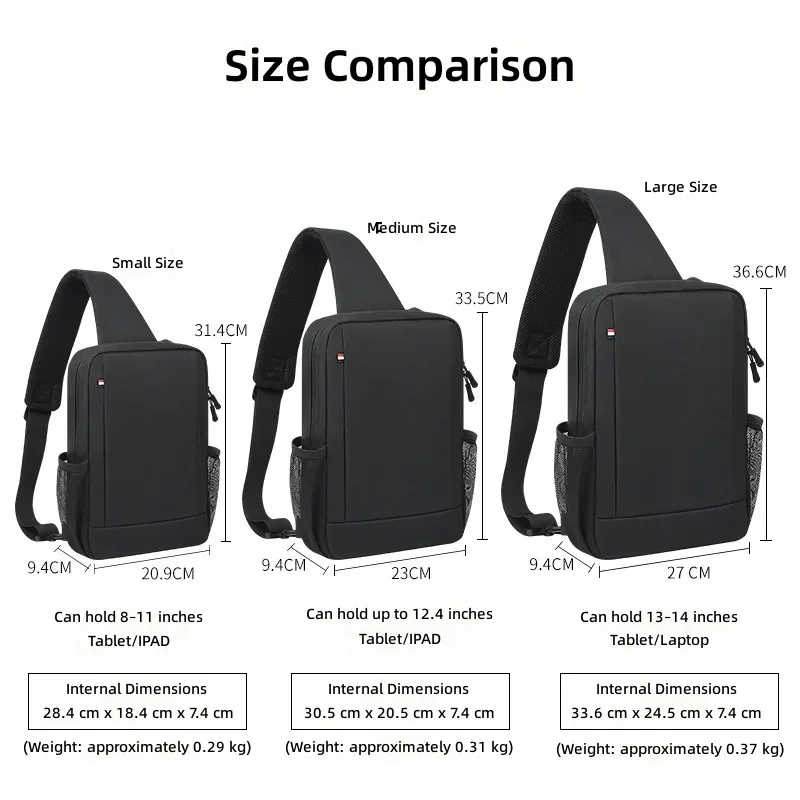 Waterproof Men Large Capacity Chest Bag iPad Bag Waterproof Crossbody Shoulder Tablet Storage Bag with Earphone Hole - Image 6