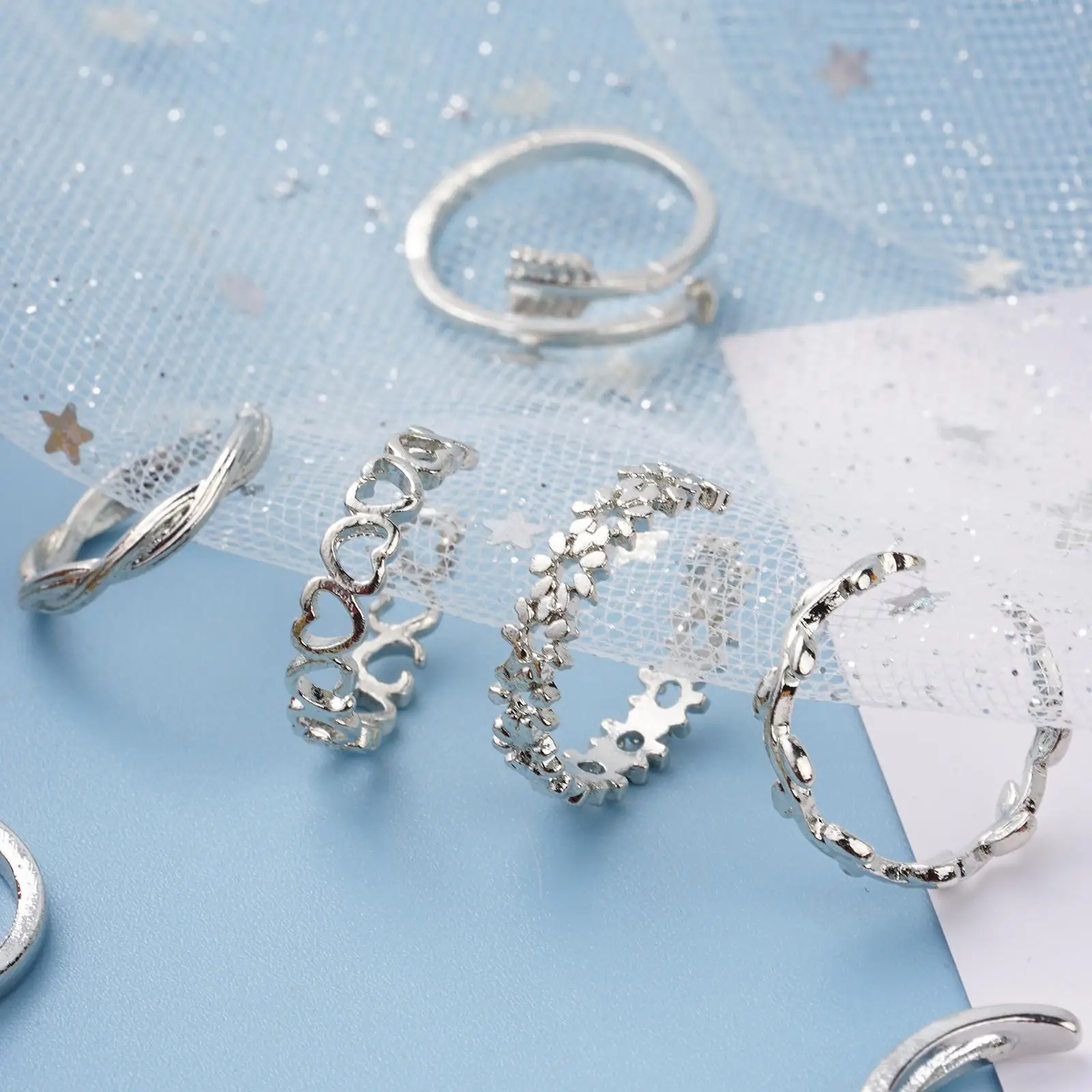 12pcs Toe Ladies Adjustable Toe Rings Summer Fashion Foot Beach Open Barefoot Finger Rings Cute Heart Feather Jewelry - Image 3