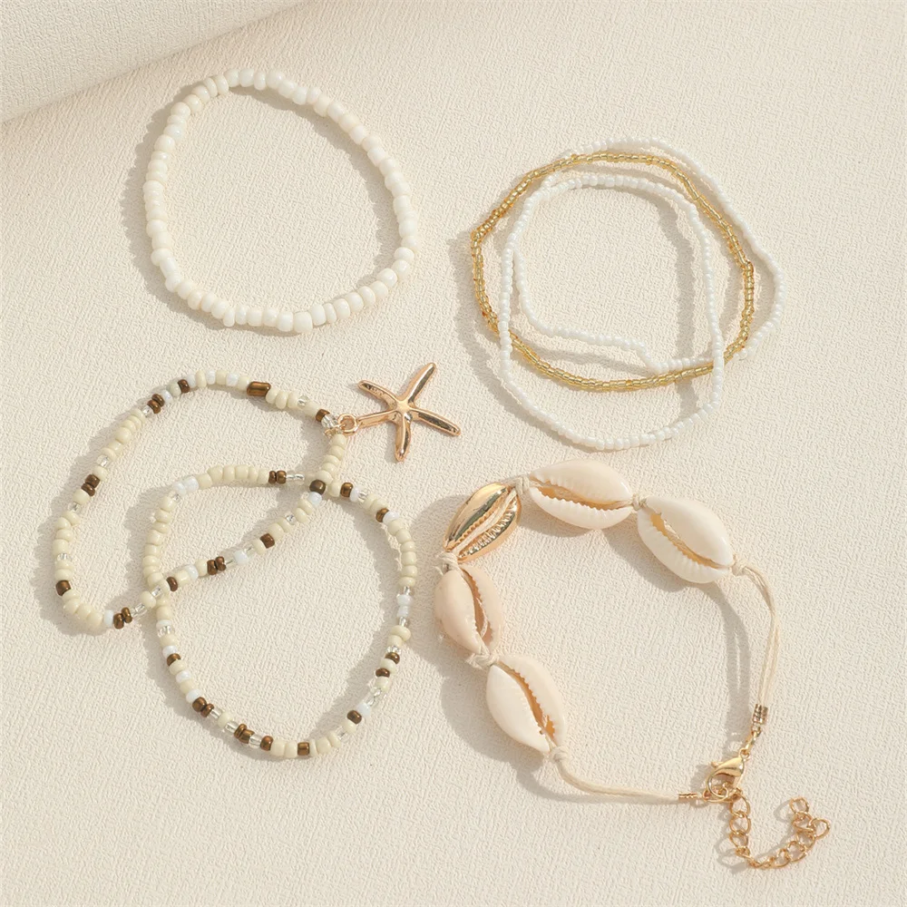 7pcs Bohemian Multilayer Ocean Style Starfish Shell Beads Summer Bracelets For Women Jewelry Perfect For Beach Vacation Festival - Image 4
