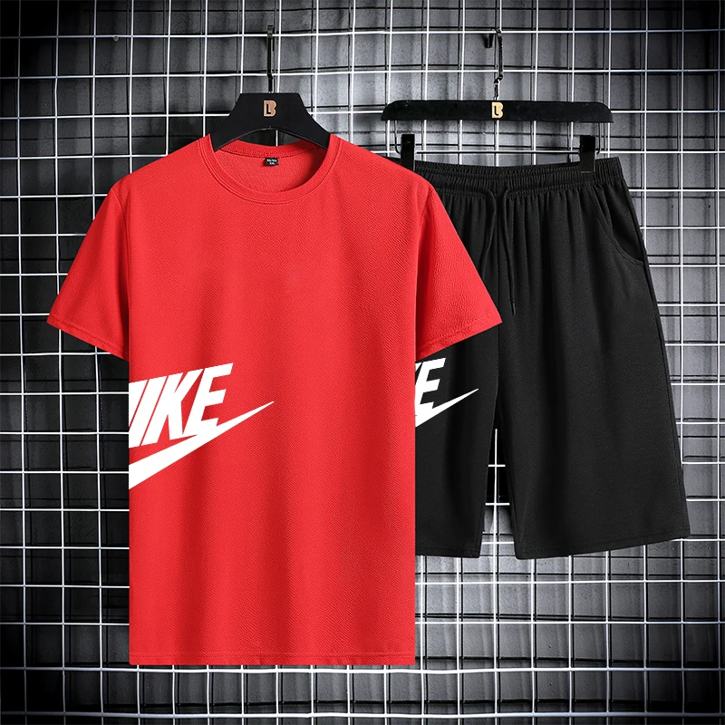 Men's summer short sleeved set, quick drying short sleeved T-shirt shorts, running sports set, two-piece set - Image 5