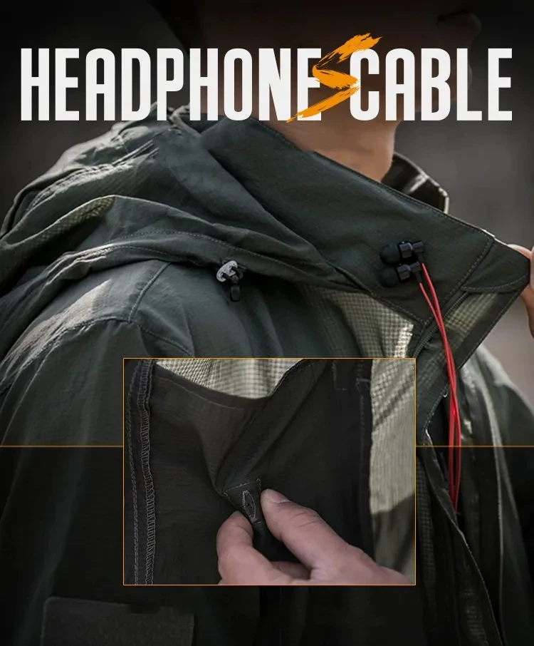 Summer Lightweight Tactical Jacket Men's Windbreaker Thin Skin Hooded Raincoat Quick Dry Breathable Waterproof Jacket - Image 5