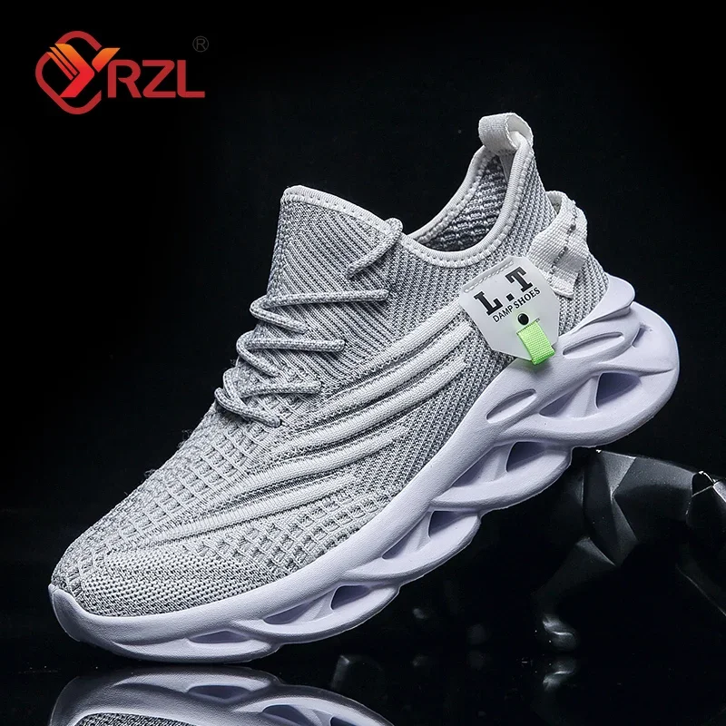YRZL Men Sports Running Black Jogging Shoes Casual Sneakers Outdoor Breathable Mesh Women Light Shock-absorption Black Tennis - Image 3