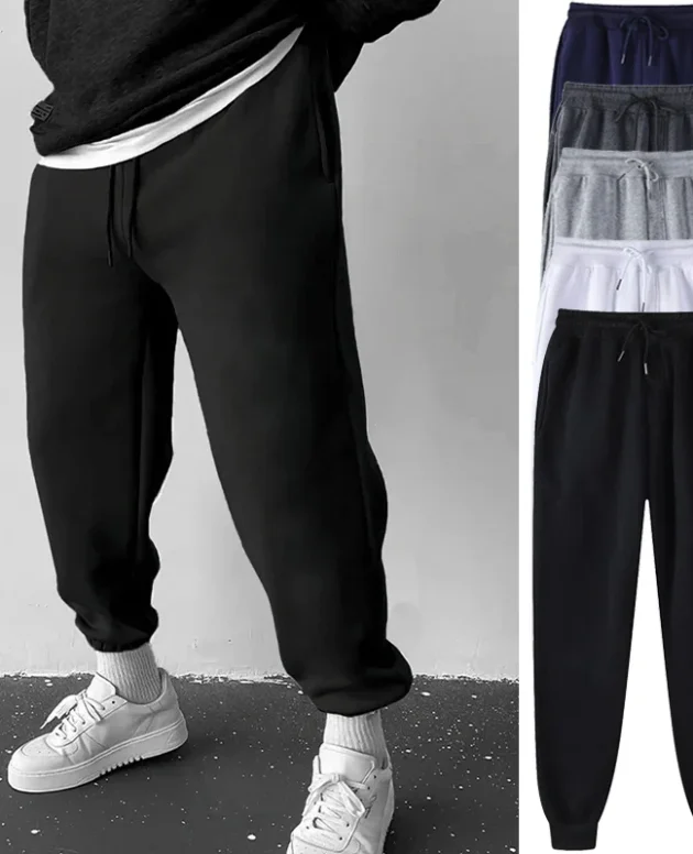 Men's Athletic Trainning Joggers Casual Loose Fit Sweatpants Spring Fall Fleece Lined Pants Elastic Waist Drawstring Trousers